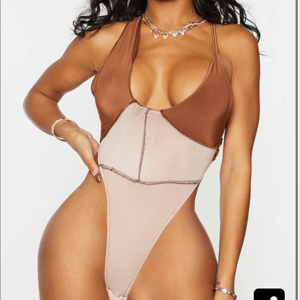 Chocolate Overlock Asymmetric Set including skirt